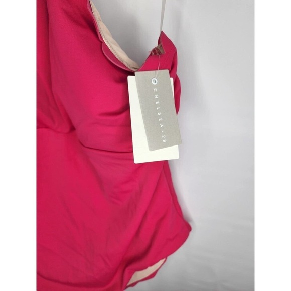 Chelsea 28 High Neck Scalloped One Piece Swimsuit Pink Size Large New - Picture 6 of 12